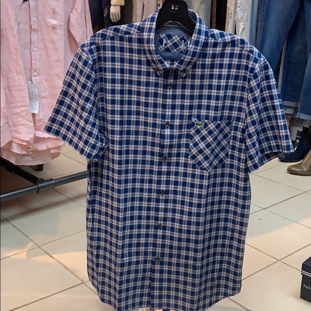 Lacoste plaid button up shirt size Medium